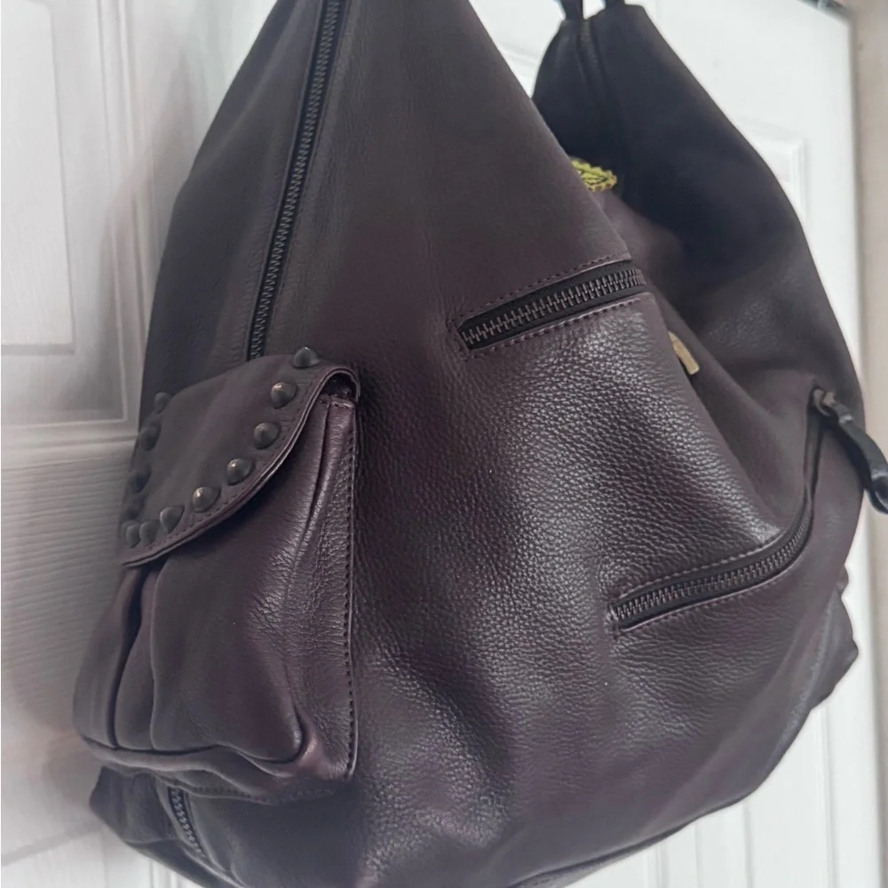 Betsey Johnson vintage hobo Leather Handbag with Rose Charms